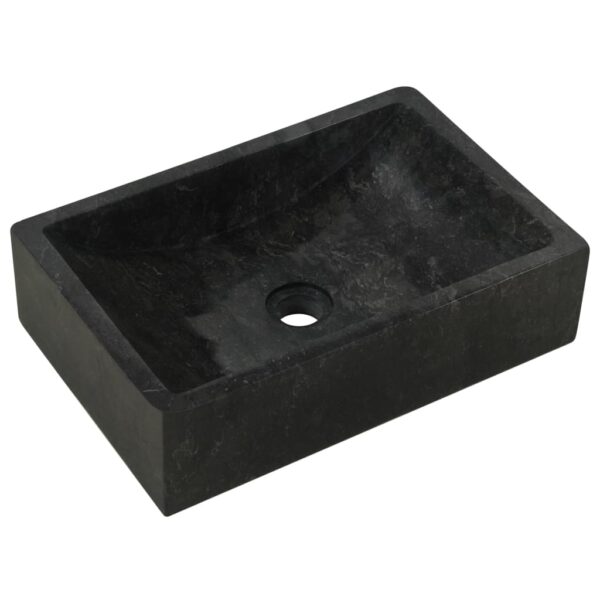 vidaXL Sink 17.7"x11.8"x4.7" Marble High Gloss Black - Image 2