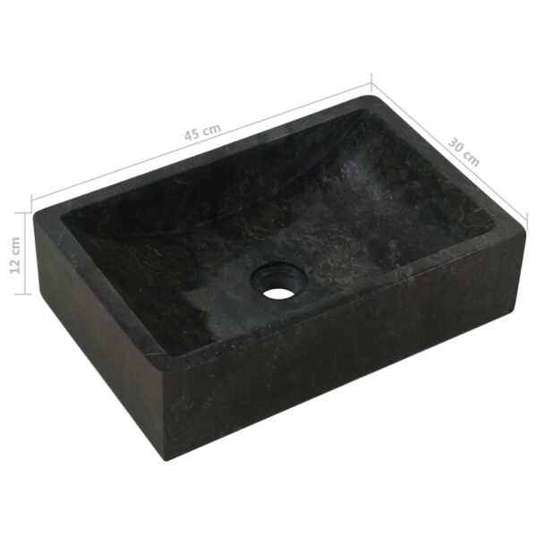 vidaXL Sink 17.7"x11.8"x4.7" Marble High Gloss Black - Image 8