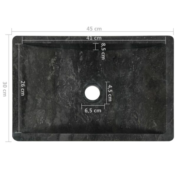 vidaXL Sink 17.7"x11.8"x4.7" Marble High Gloss Black - Image 9