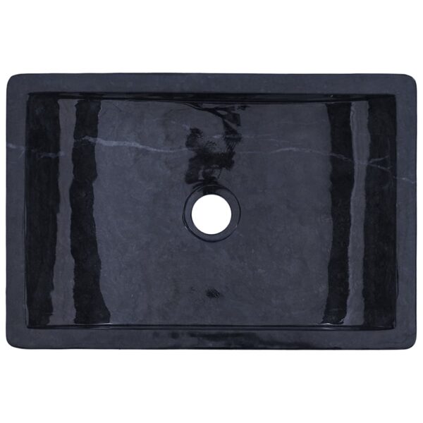 vidaXL Sink 17.7"x11.8"x4.7" Marble High Gloss Black - Image 10