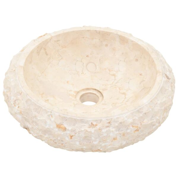 vidaXL Sink 15.7"x4.7" Marble Cream - Image 2