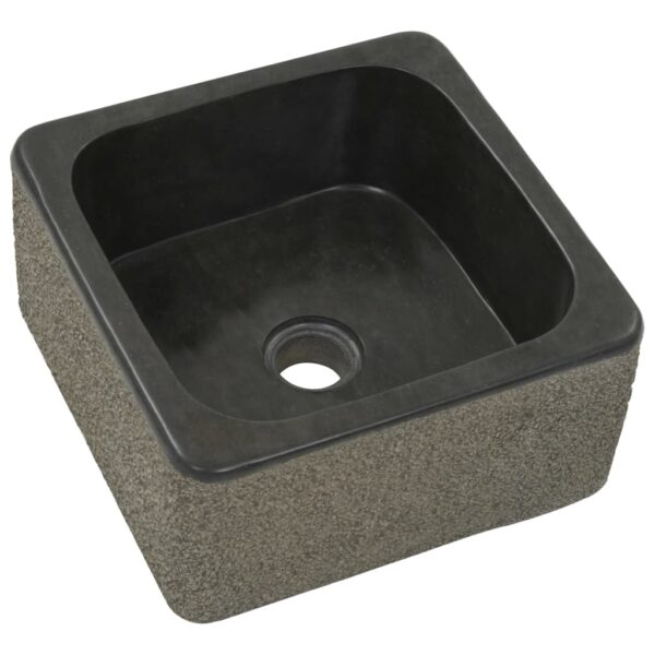 vidaXL Sink 11.8"x11.8"x5.9" Riverstone Black - Image 2