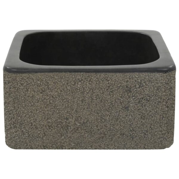 vidaXL Sink 11.8"x11.8"x5.9" Riverstone Black - Image 3