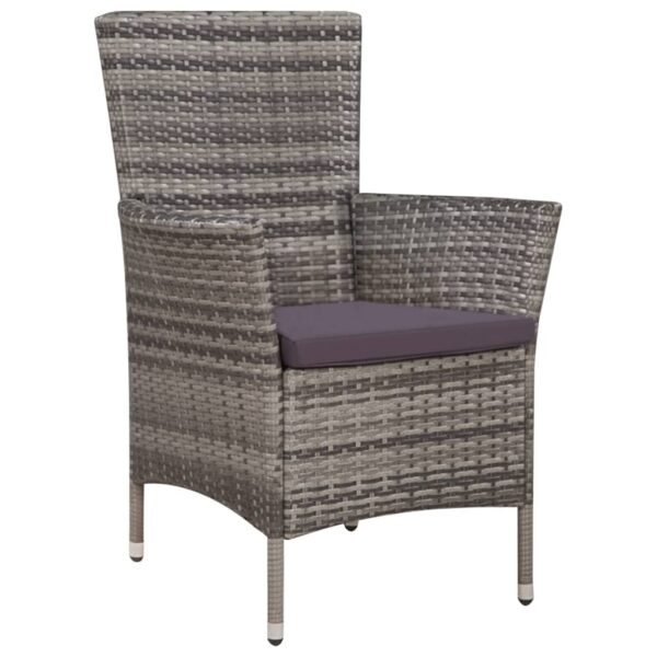 vidaXL 3 Piece Bistro Set Poly Rattan Gray - Image 2