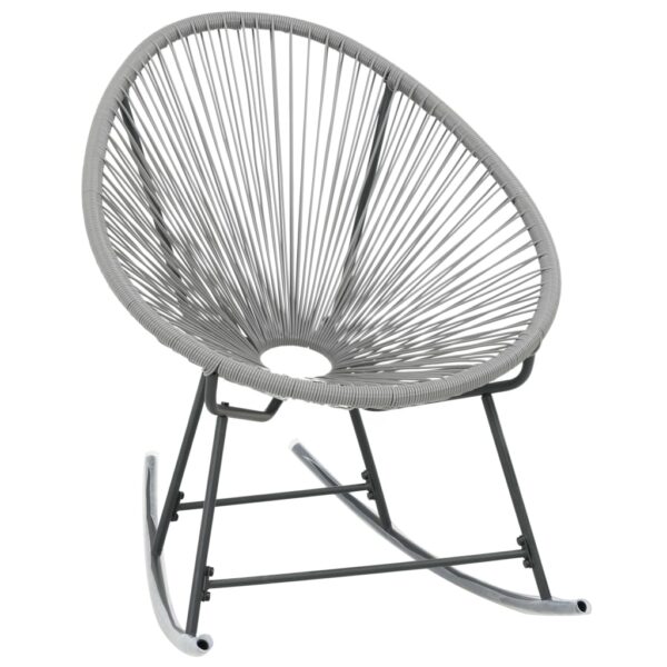 vidaXL Outdoor Rocking Moon Chair Gray Poly Rattan - Image 2