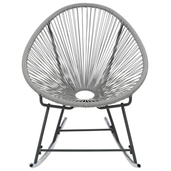 vidaXL Outdoor Rocking Moon Chair Gray Poly Rattan - Image 3