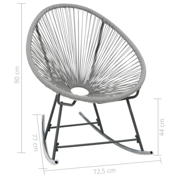 vidaXL Outdoor Rocking Moon Chair Gray Poly Rattan - Image 7