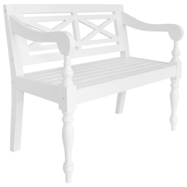 vidaXL Batavia Bench 38.6" Solid Mahogany Wood White