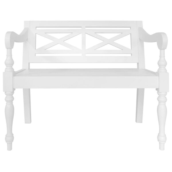 vidaXL Batavia Bench 38.6" Solid Mahogany Wood White - Image 2