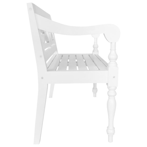 vidaXL Batavia Bench 38.6" Solid Mahogany Wood White - Image 3