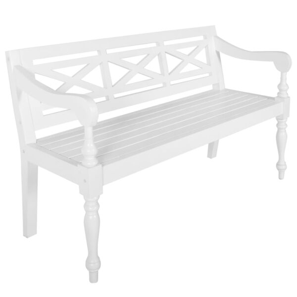 vidaXL Batavia Bench 53.5" Solid Mahogany Wood White