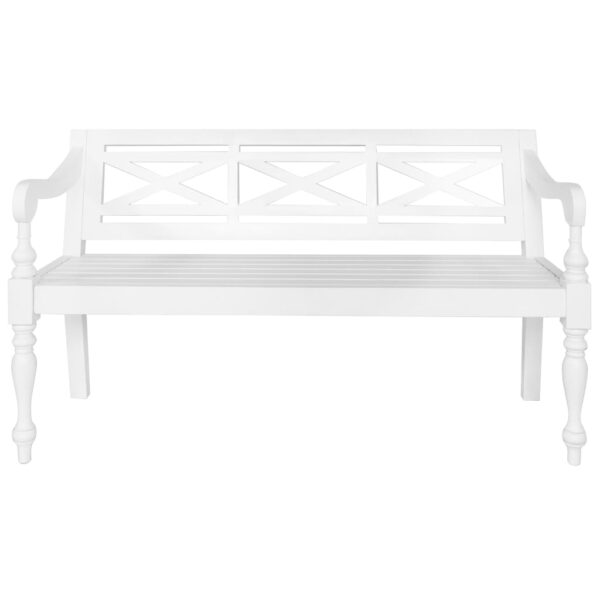 vidaXL Batavia Bench 53.5" Solid Mahogany Wood White - Image 2