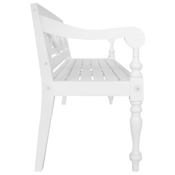 vidaXL Batavia Bench 53.5" Solid Mahogany Wood White - Image 3