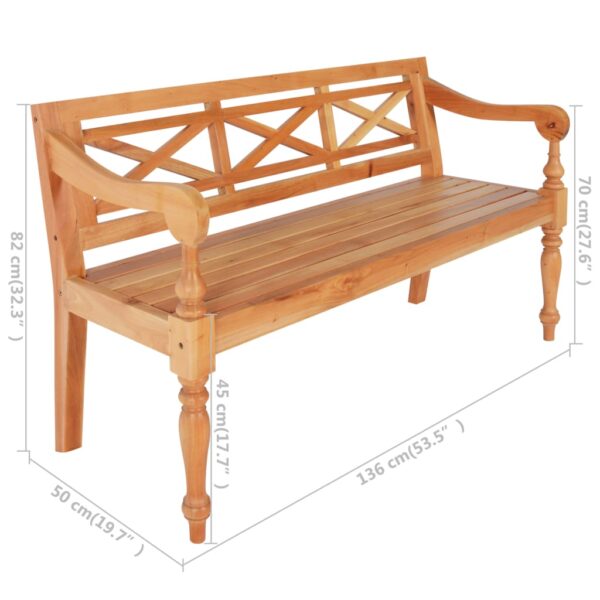 vidaXL Batavia Bench 53.5" Solid Mahogany Wood Light Brown - Image 6