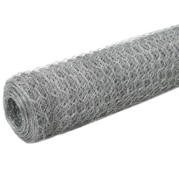 vidaXL Chicken Wire Fence Galvanized Steel 82'x3.9' Silver - Image 2