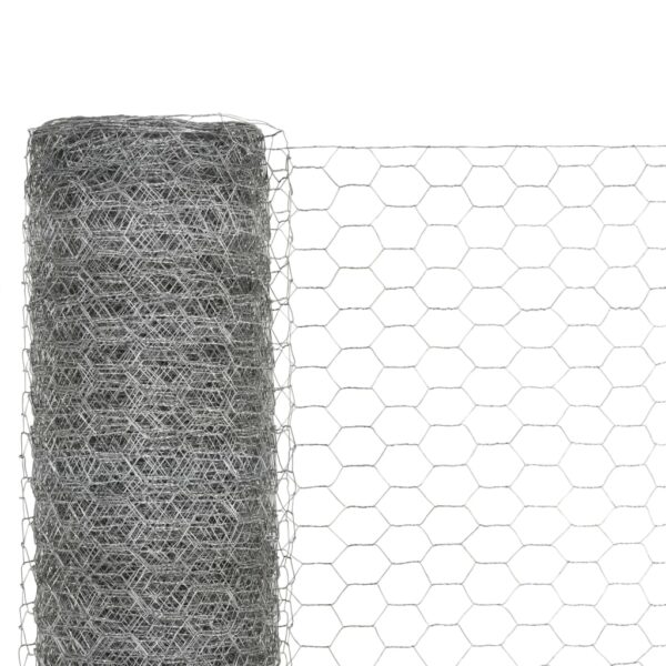 vidaXL Chicken Wire Fence Galvanized Steel 82'x3.9' Silver - Image 3