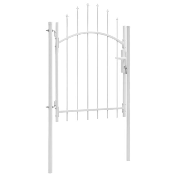 vidaXL Garden Gate Steel 39.4"x78.7" White - Image 2