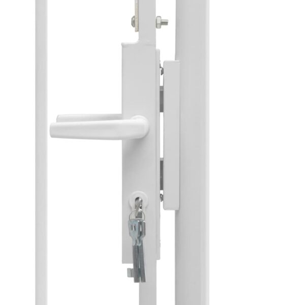 vidaXL Garden Gate Steel 39.4"x78.7" White - Image 4