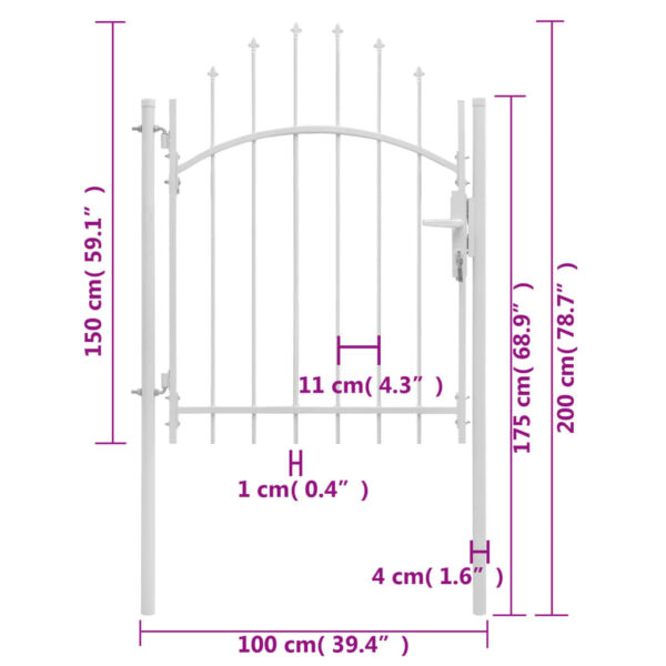 vidaXL Garden Gate Steel 39.4"x78.7" White - Image 5