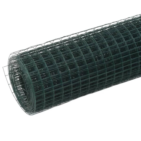 vidaXL Chicken Wire Fence Steel with PVC Coating 32.8'x4.9' Green - Image 2