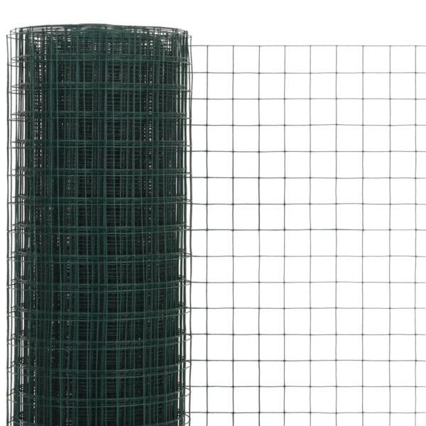 vidaXL Chicken Wire Fence Steel with PVC Coating 32.8'x4.9' Green - Image 3