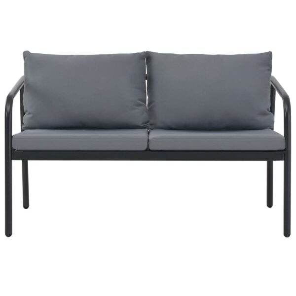 vidaXL 2 Seater Patio Sofa with Cushions Gray Aluminum - Image 2