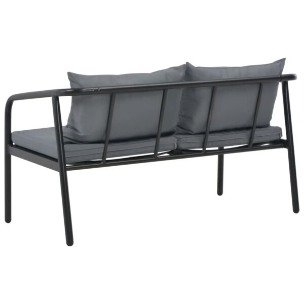 vidaXL 2 Seater Patio Sofa with Cushions Gray Aluminum - Image 4