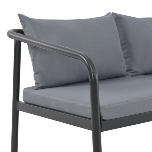 vidaXL 2 Seater Patio Sofa with Cushions Gray Aluminum - Image 6