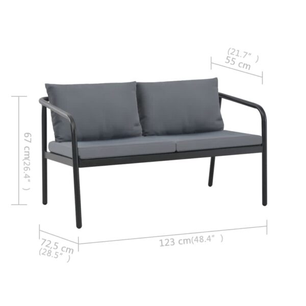 vidaXL 2 Seater Patio Sofa with Cushions Gray Aluminum - Image 7