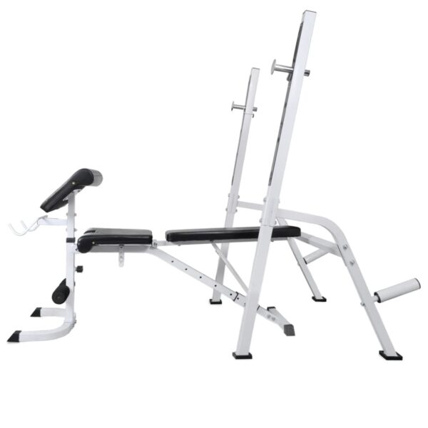 vidaXL Workout Bench with Weight Rack, Barbell and Dumbbell Set 198.4 lb - Image 3