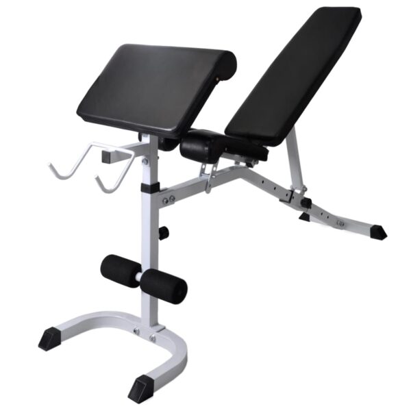 vidaXL Workout Bench with Weight Rack, Barbell and Dumbbell Set 198.4 lb - Image 5