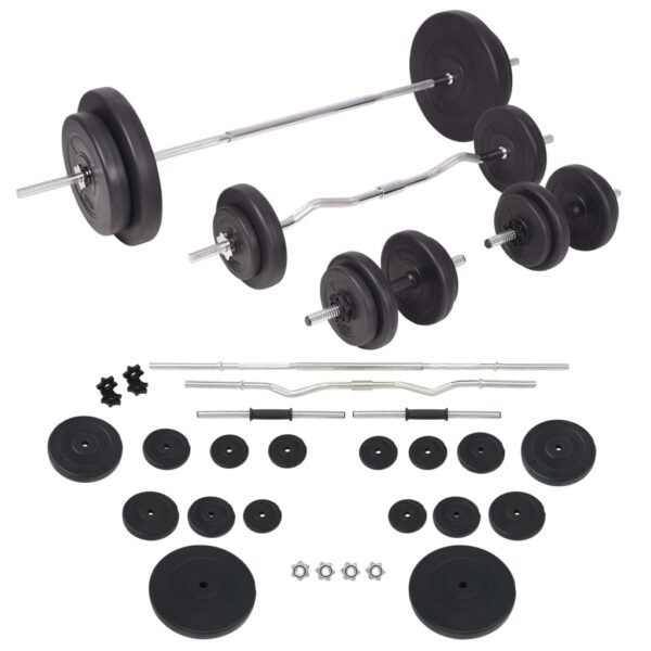 vidaXL Workout Bench with Weight Rack, Barbell and Dumbbell Set 198.4 lb - Image 8