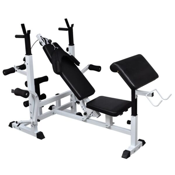 vidaXL Weight Bench with Weight Rack, Barbell and Dumbbell Set 198.4 lb - Image 3