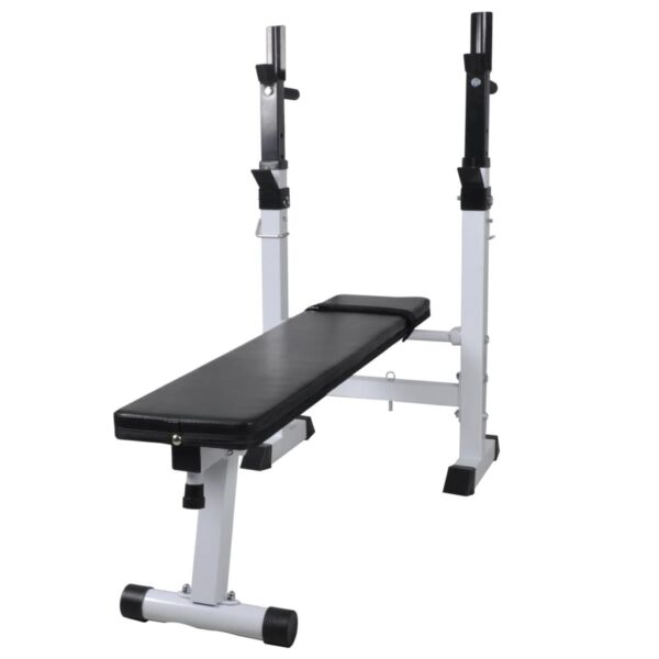 vidaXL Workout Bench with Weight Rack, Barbell and Dumbbell Set 264.6 lb - Image 2