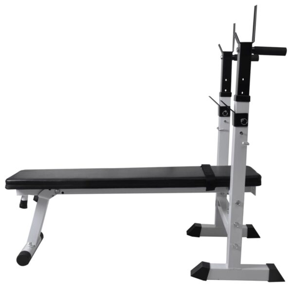 vidaXL Workout Bench with Weight Rack, Barbell and Dumbbell Set 264.6 lb - Image 4