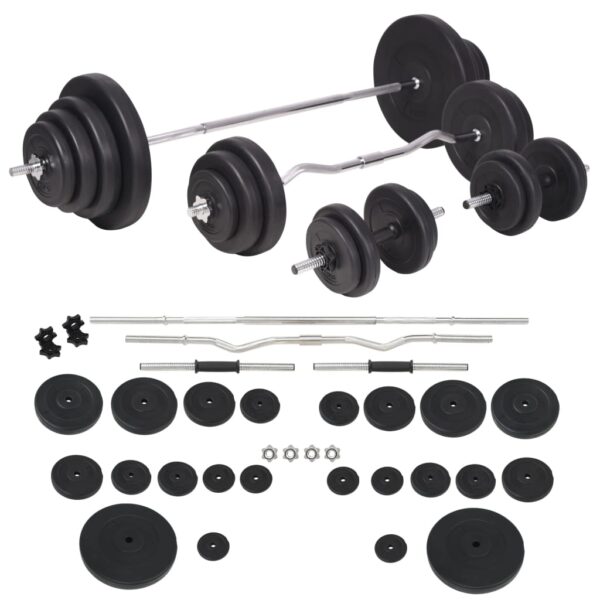 vidaXL Workout Bench with Weight Rack, Barbell and Dumbbell Set 264.6 lb - Image 6