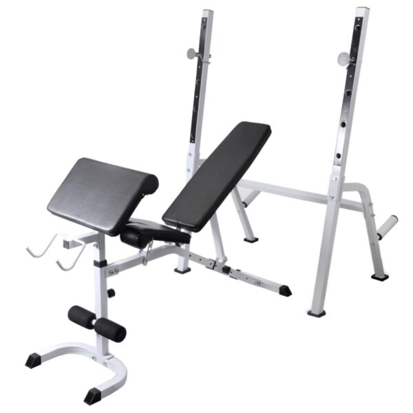 vidaXL Workout Bench with Weight Rack, Barbell and Dumbbell Set 264.6 lb - Image 2