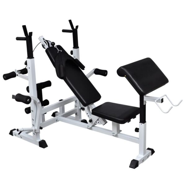 vidaXL Weight Bench with Weight Rack, Barbell and Dumbbell Set 264.6 lb - Image 3