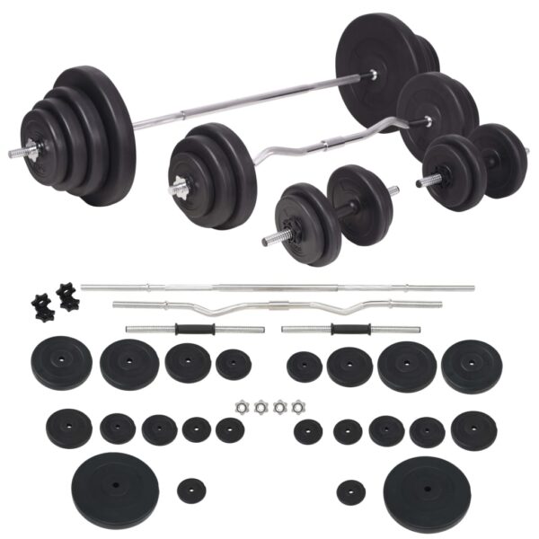 vidaXL Weight Bench with Weight Rack, Barbell and Dumbbell Set 264.6 lb - Image 7