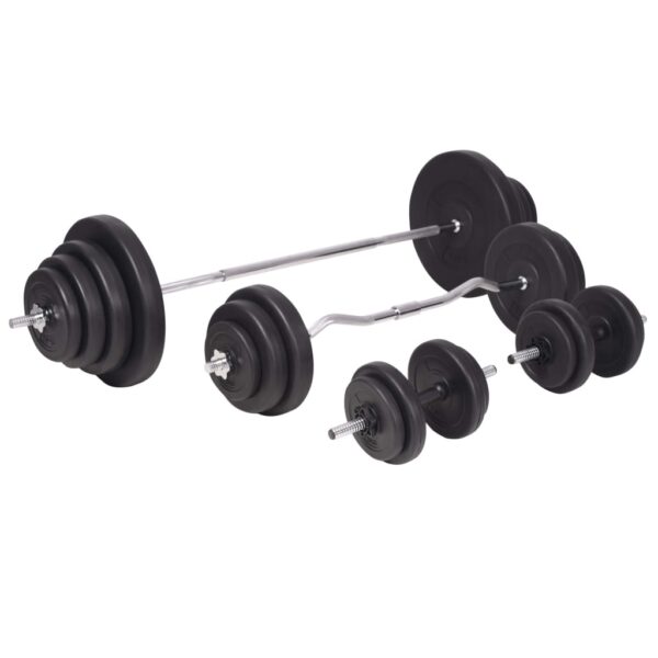 vidaXL Weight Bench with Weight Rack, Barbell and Dumbbell Set 264.6 lb - Image 9