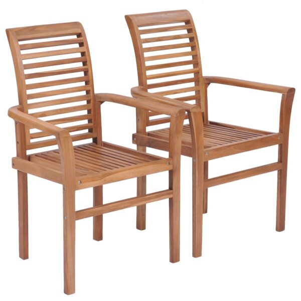 vidaXL Stacking Dining Chairs 2 pcs Solid Teak - Image 2