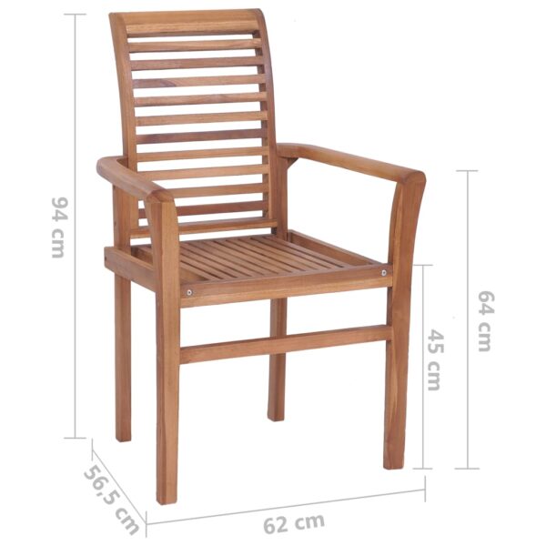 vidaXL Stacking Dining Chairs 2 pcs Solid Teak - Image 10