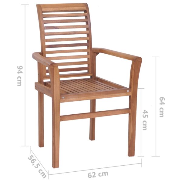 vidaXL Stacking Dining Chairs 4 pcs Solid Teak - Image 10