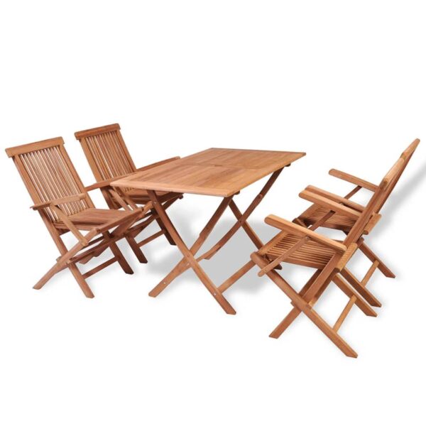 vidaXL 5 Piece Patio Dining Set Solid Teak Wood