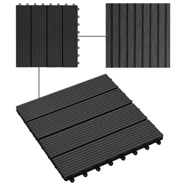 vidaXL 11 pcs Decking Tiles WPC 11.8"x11.8" 1 sqm Black - Image 4