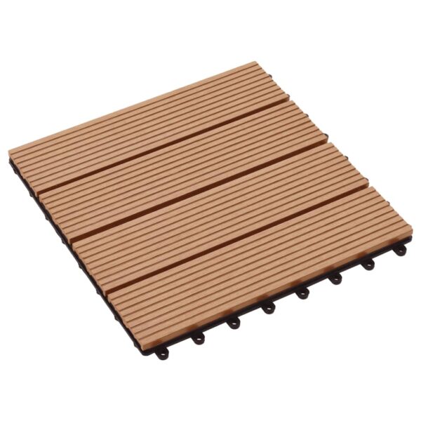 vidaXL 11 pcs Decking Tiles WPC 11.8"x11.8" 1 sqm Teak Color - Image 3