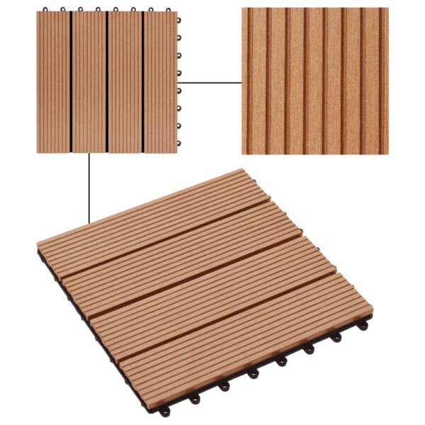 vidaXL 11 pcs Decking Tiles WPC 11.8"x11.8" 1 sqm Teak Color - Image 4