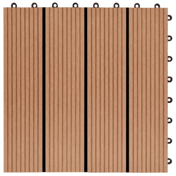 vidaXL 11 pcs Decking Tiles WPC 11.8"x11.8" 1 sqm Teak Color - Image 5