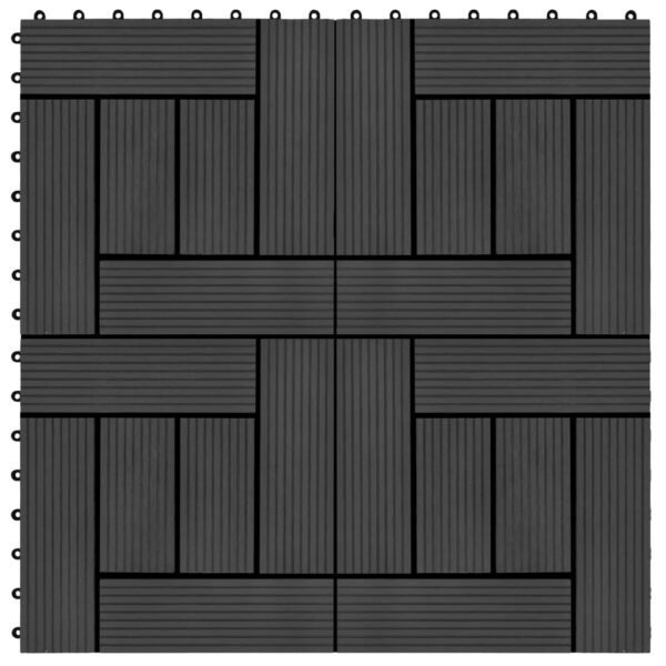 vidaXL 11 pcs Decking Tiles WPC 11.8"x11.8" 1 sqm Black