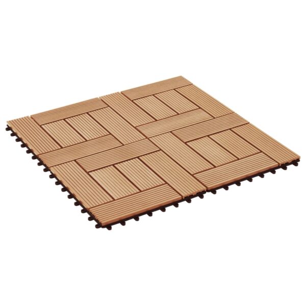 vidaXL 11 pcs Decking Tiles WPC 11.8"x11.8" 1 sqm Teak Color - Image 2